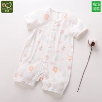 Rabbi childrens clothing 2021 summer baby short sleeve full open one-piece clothes for boys and girls baby triangle ha clothes air-conditioned clothing