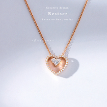 Bi color Bestser (flower time) 18K gold inlaid diamond necklace female platinum birthday gift gold jewelry pendant