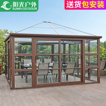 Sunshine outdoor pavilion villa courtyard aluminum alloy small house glass sun house roof simple House Garden Pavilion