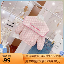 Girls cotton-padded winter clothes 2022 new childrens Korean version of the foreign style navy collar cotton-padded down cotton winter cotton-padded jacket jacket