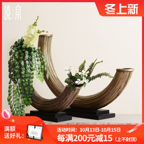 Jing spring bamboo foyer hall soft decorations Thai restaurant Southeast Asian style bamboo model room flower box big ornaments