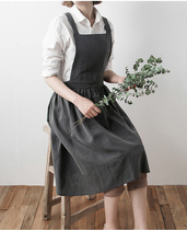 Nordic wind washed cotton linen apron housework cleaning Flower Shop restaurant boutique shop overalls can be customized printed LOGO