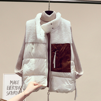 Hong Kong 2020 autumn and winter new down cotton horse clip womens short stitching wool particles fur vest Korean version of the jacket tide