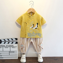 Boy Hanfu Summer Thin Money Country School Less Lord Serving Children China Wind Short Sleeves and Tang Costume Original New Gufeng Summer Clothing