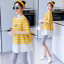 Pregnant woman summer suit loose size dress fashion summer 2021 new short sleeve T-shirt summer