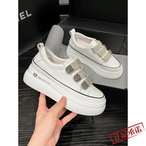 Hong Kong Increased Small White Shoes Female New Thick Solar Shoes Magic Sticker Sleeping Sleeping Shoes