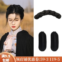 Ancient costume wig sponge pad hair device Joker without base full hair silk twist hair bag ancient style Hanfu shape writing set