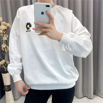 Spring new Korean cotton T-shirt womens long sleeves plus fat loose casual clothes womens fat MM medium length shirt