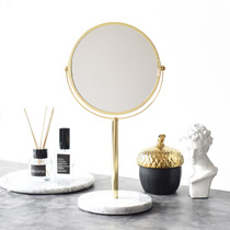 Nordic Light Lavish Marble Cosmetic Mirror Son desktop Desktop Round Golden Princess Mirror Bifacial Mirror Dresser