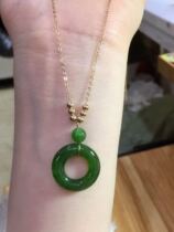 Natural Hotan Jasper ring pendant 14K gold inlaid goddess safe buckle necklace transshipment