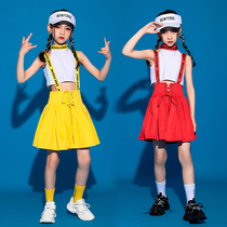 Childrens performance costumes summer suspenders skirt street dance drums childrens net Red foreign air gymnastics uniforms primary school cheerleading team