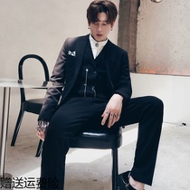 Net celebrity small suit mens three-piece youth Korean version of the fashionist leisure suit suit hair stylist handsome trend
