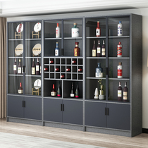 Wine cabinet display cabinet Glass door transparent wine cabinet Household floor-to-ceiling double-door small wine cabinet Restaurant wall red wine storage cabinet