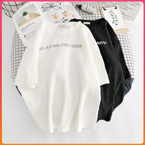 300 catty chubby size Fat mm Spring Summer new rugged short sleeve T-shirt female loose Korean version ins half sleeve port taste blouse