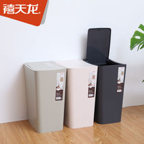 Jutianlong large creative trash can household toilet kitchen living room with lid plastic European box paper basket