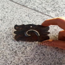 Hongshan culture antique Jade Miscellaneous Collection black leather Jade brand iron meteorite can absorb magnet hook cloud