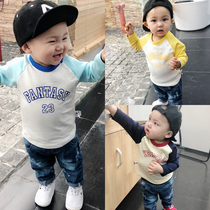 Boy baby spring loaded with undershirt female baby long sleeve t-shirt clothes damp spring pure cotton 0 spring 1 1 year 3 blouse