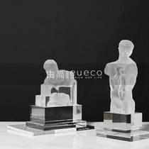 Modern Light Extravagant Frosted Crystal Halfbody Figure Abstract Pendulum Boilerplate Room Sales Floor Transparent Human Sculptures