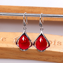 Jiashun 2021 New Tide silver chalcedony earrings female long temperament Red versatile Korean fashion earrings