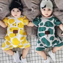 French Jacadi baby Summer thin jumpsuit short sleeve baby 01-2 years old children climbing clothes