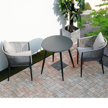 Outdoor rattan chair modern leisure courtyard balcony Nordic small table and chair combination outdoor terrace garden outdoor rattan chair