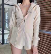 (Official direct mail) SMFK ivory white silver gray cotton heartbreak hoodie jumpsuit