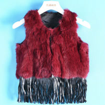 Childrens clothing*Shao special winter clothing new tassel embellishment soft set rabbit fur grass coat 832 cut label