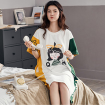  Night dress womens summer pure cotton 2021 new Korean loose summer women can wear thin home clothes zs