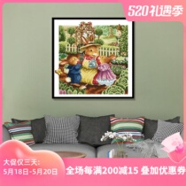 KS Cross embroidered full of happiness with new living room Xuanguan bedroom Peter Rabbit family line embroidered by hand