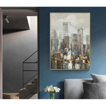 Pure hand-painted city abstract landscape painting drawing rooms hallway aisle painting modern minimalist light luxury frescoes