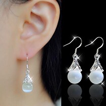 Ornament Earrings earrings Ear Nail Temperament Advanced Streaming Su Korea New long style Personality 925 Pearls Pure Silver small crowdsourced