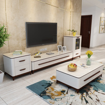 Marble coffee table TV cabinet Simple combination Modern size apartment living room household European-style solid wood coffee table set
