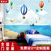 Mediterranean Childrens House Wallpaper Blue Boy Girl Environmental Protection Wall Cloth Kindergarten Background Wall Cartoon Wallpaper Mural