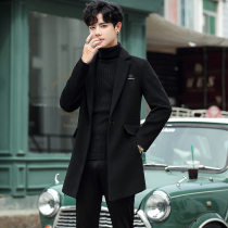 2020 new woolen long trench coat mens Korean trend woolen coat