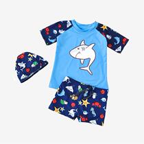 Hooded swimming pants set split suit baby swimming swimsuit three-year-old boy swimsuit big baby cute cartoon