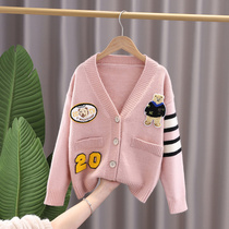 Girls foreign air sweater jacket CUHK Scout 2022 Spring and autumn medium long style blouses childrens female knitwear cardio-hoodie