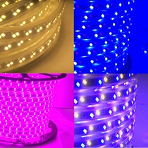  LED light strip decoration double row super bright 220v line light waterproof outdoor household three-color dimming light led soft light strip
