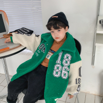 BBs childrens clothing boys imitation lamb wool coat 2022 new winter middle and big childrens warm tops for children