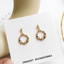 S925 silver stud earrings sweet flower earrings creative contrast color diamond earrings ear clip wild everyday no ear pierced female 07