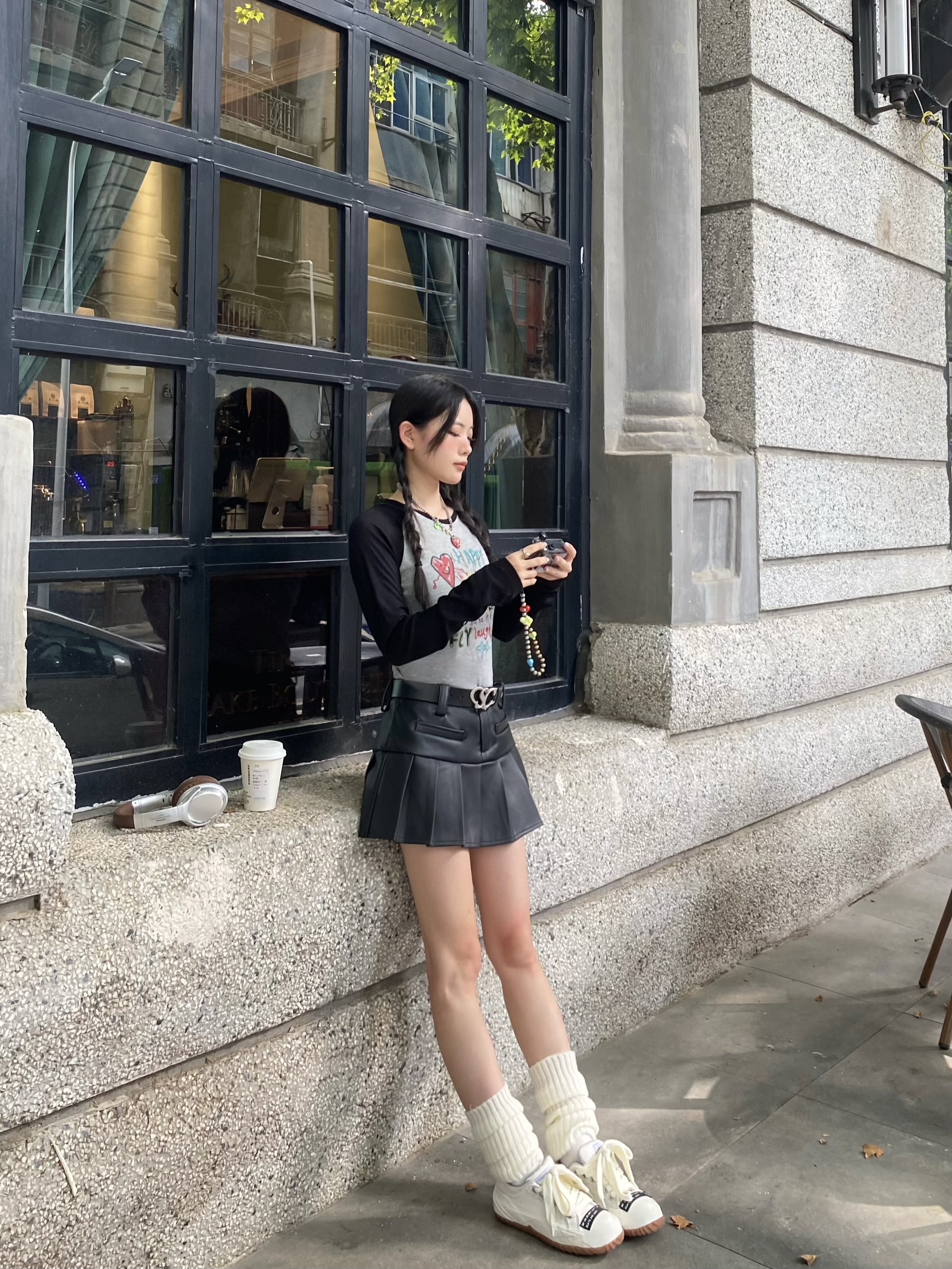 【AcupStudio江右上】亮皮面设计感辣妹百褶半身裙女复古防走光短裙子