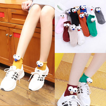 Shake the same Korean Harajuku three-dimensional eyes Sesame Street Candy color cartoon cute student childlike cotton socks