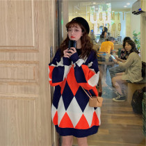 Sweater womens pullover Korean version of the outer wear lazy wind large size loose mid-length 2019 new fashion autumn and winter knitwear