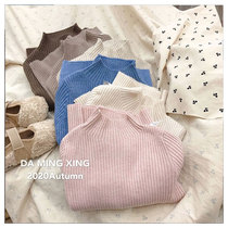 Children sweaters spring new childrens clothing 2021 men and women childrens pure color beating bottom Korean version of the boys body knitted hetsuit