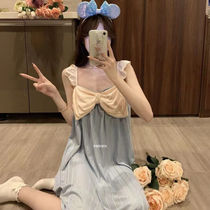 Harness Sleepwear Woman Xia Han Version Ice Silk Pit Bar Princess Net Red Ins Wind Cute Home Suit Suit 2022 New