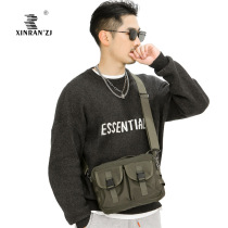 Multi-pocket detachable long slanted satchel with obesity men casual small school bag light waterproof pure color sports travel bag