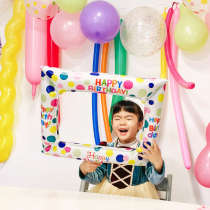 ins Korean netizen photo frame printing balloon happy birthday photo props baby party aluminum film decoration