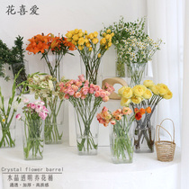 Flower love home crystal transparent square round plastic flower barrel flower arrangement artifact anti-fall flower shop decoration supplies