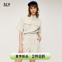 SLY 2022 Summer New Commute Design Sensation Polo Neckline Bag One-piece Suit Pants Woman 030FSR33-4730