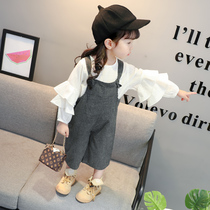 Spring Summer Style Childrens Clothing Girl Back Belt Pants Baby Plaid Braces Children Conjoined Baby Back With Pants Broadlegged Pants Thin