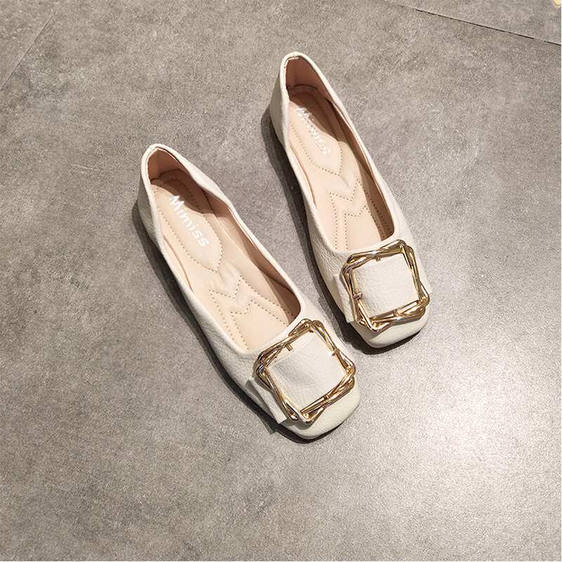 Shoes Children 2023 Summer New Fashion Flat Heel Square Buttoned Single Shoes Women Soft-bottom One foot Dou Bean Shoes Casual 100 lap-Taobao
